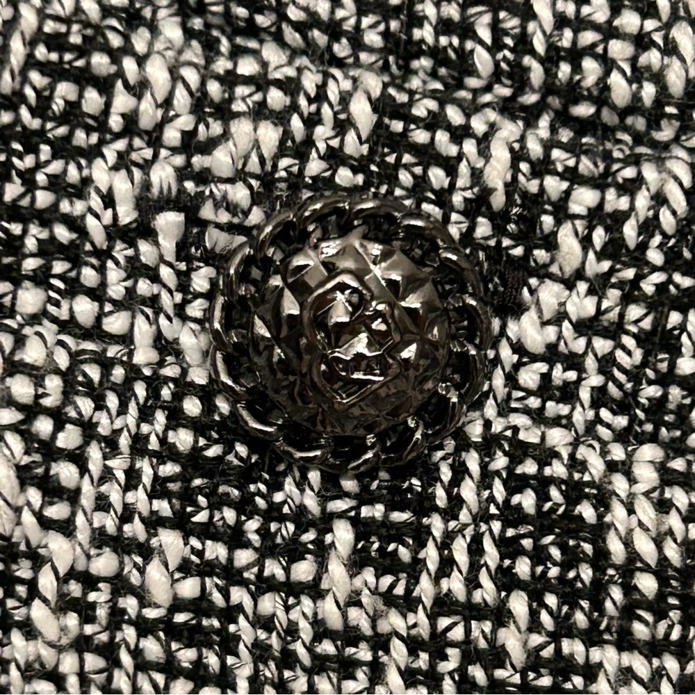 Karl Lagerfeld Black and White Tweed and Fringe Career Blazer Size 10 - Picture 8 of 14